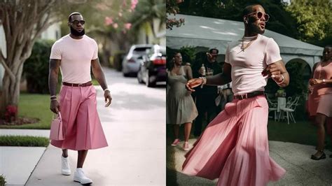 LeBrons image went viral and he was trolled for it yet again. . Lebron wears pink skirt
